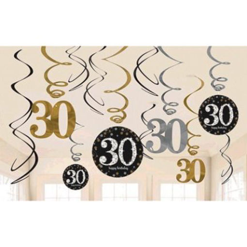 Picture of 30TH GOLD CELEBRATION SWIRL DECORATIONS
